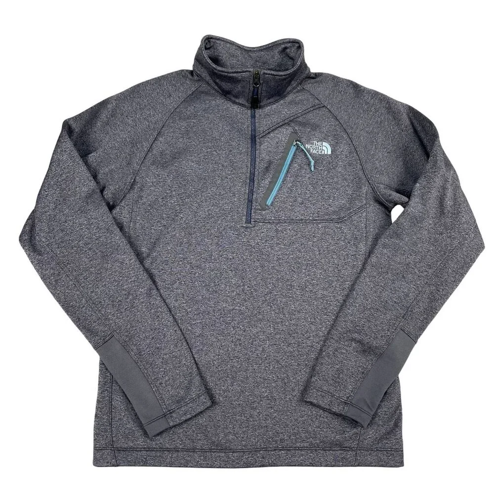 The North Face Pullover Men M Gray 1/4 Zip Fleece Jacket Activewear Canyonland‎